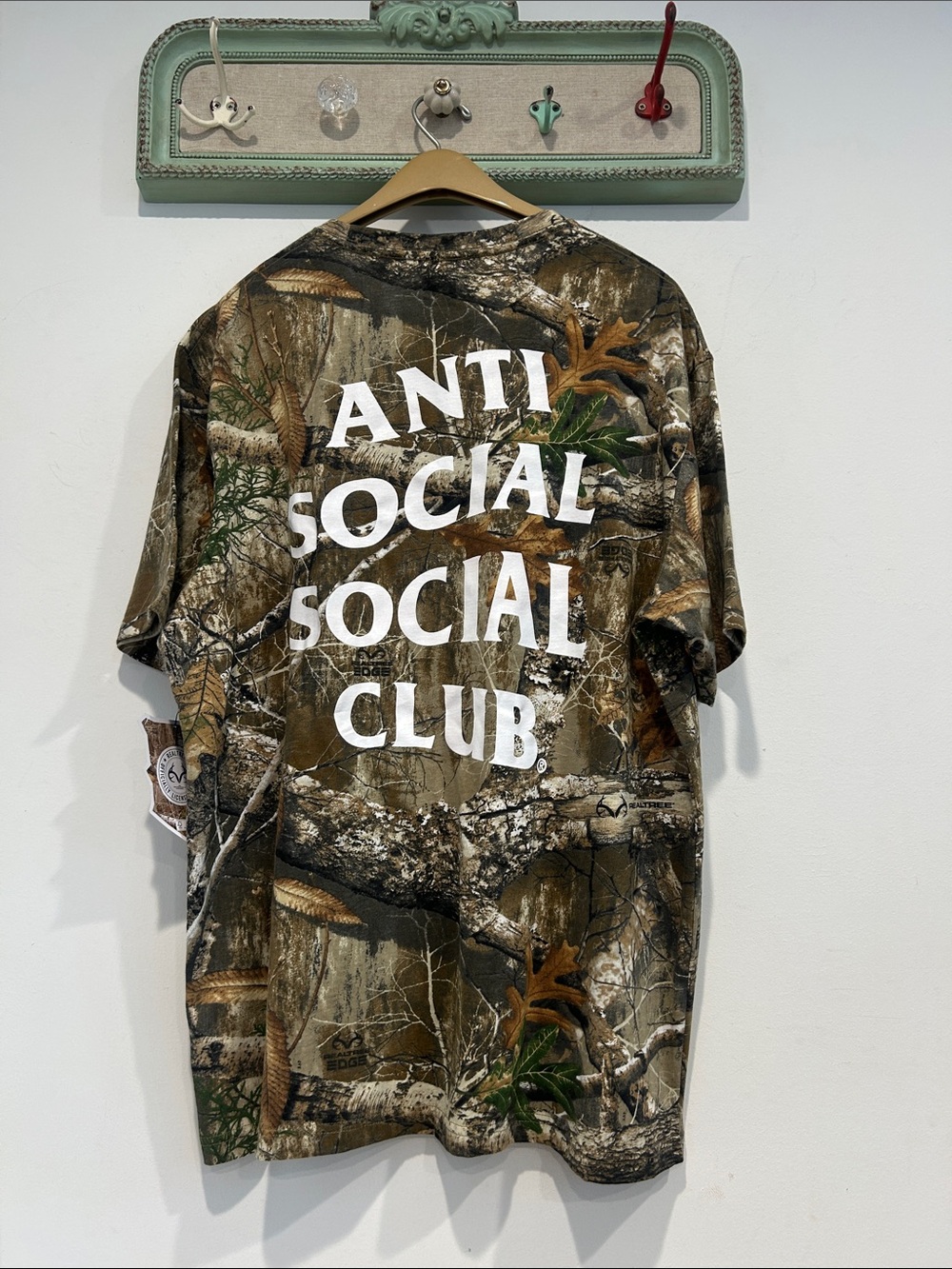Anti Social Social Club Real Tree Collab hunt camo Short-Sleeve Tee Brown Green - Picture 5 of 8